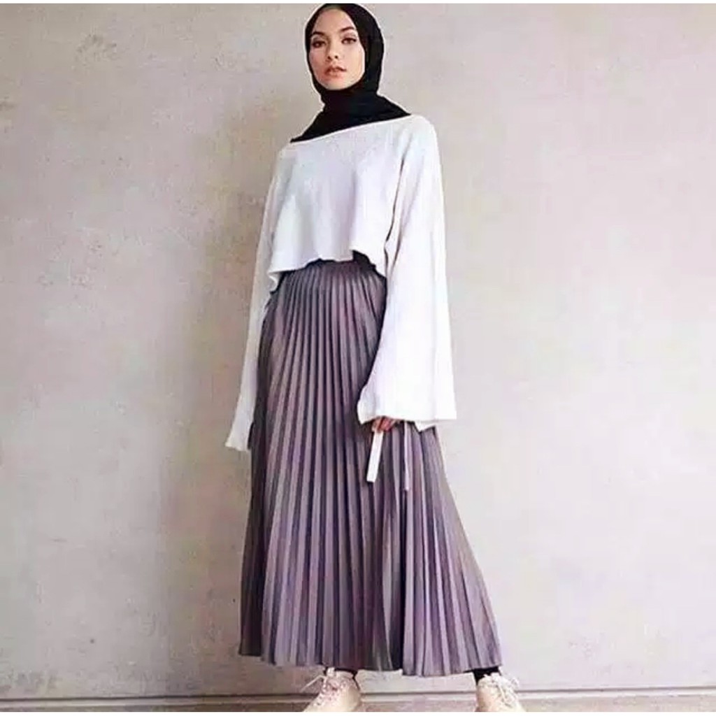 JNW-ROK PlSKET PREMIUM 256B Bahan Hyget Premium Tebal Fit S-XXL Pinggang Karet Panjang Rok 90-92cm