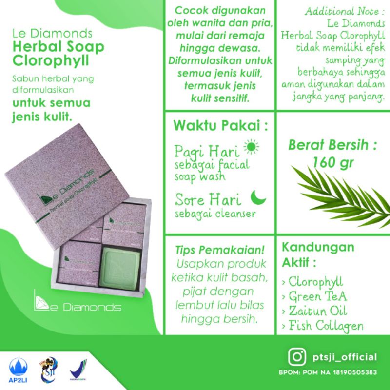 Le Diamonds Herbal Soap Clorophyil