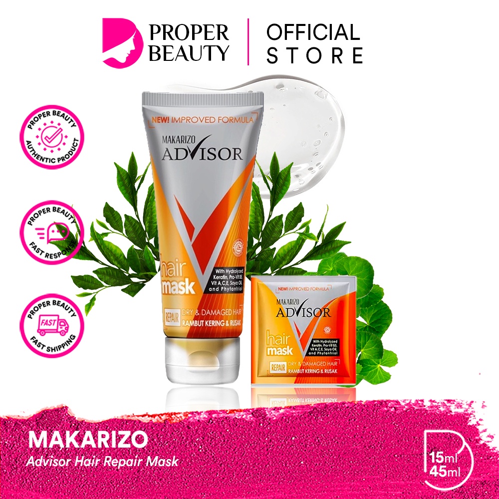 MAKARIZO Advisor Hair Repair Mask Indonesia / Energy Fibertherapy Conditioning Shampoo Scalp Creambath Easy Straight Scentsations Fragrance Vitaglitz Vitacaps Vitamax Rebonding / Shampo Sampo Kondisioner Pelurus Tonic Serum Vitamin Perfume Mist Rambut