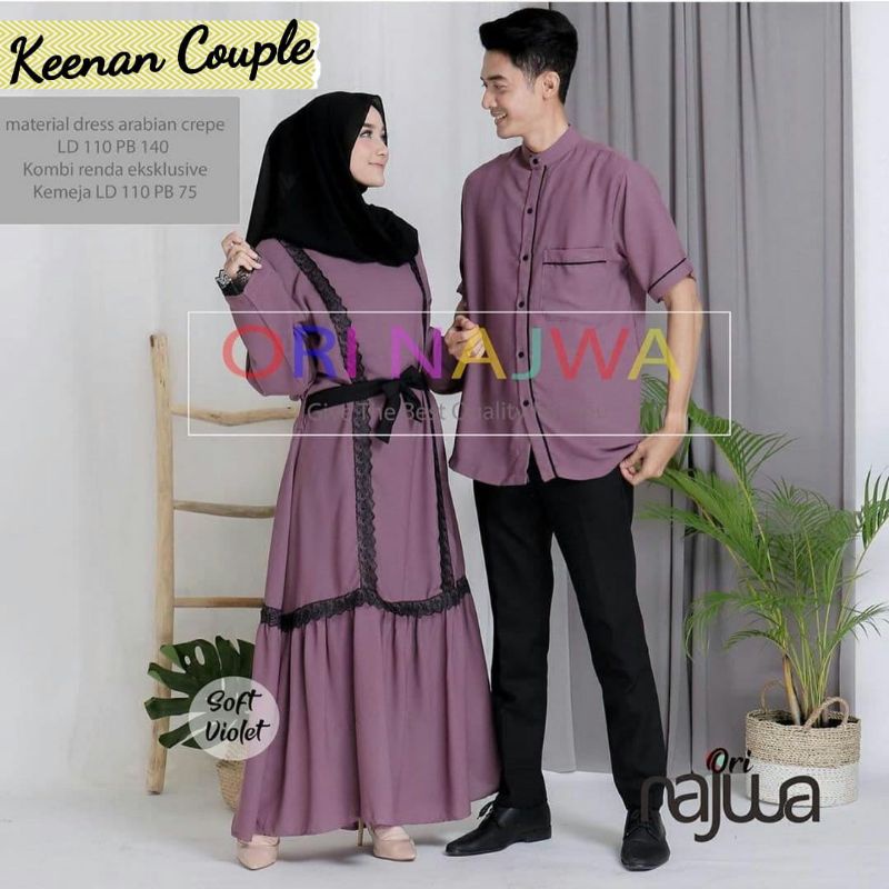 Baju Gamis Couple Brukat Renda Baju Dress Pasangan Kondangan Polos Busui Wanita Muslim Syari Pria Ma