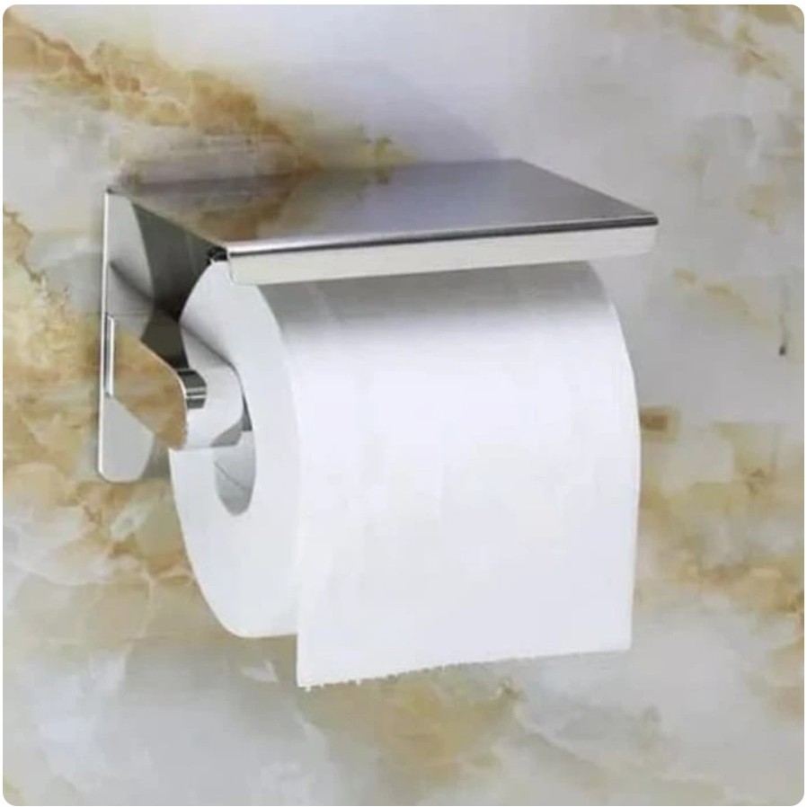 Tempat Tisu Toilet Stainless Tissue Gulung Roll Handphone HP Holde