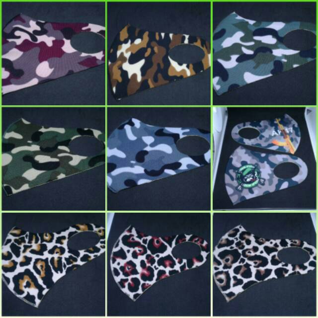 Masker Kain Scuba Motif Army Loreng Macan Karakter Leopard Jaguar Dewasa Murah Bagus