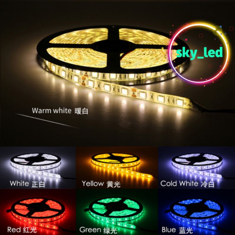 Lampu LED Strip 5050 5m 12v Mata Besar SMD  IP44 Warna 12V 5m