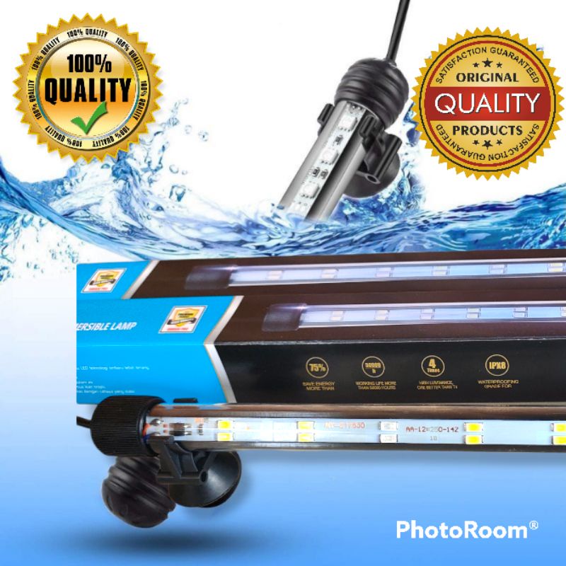 Lampu Aquarium 20cm SAKKAI PRO T4-2LED20 Led 2 Baris Putih Biru 4 watt Lampu Celup Akuarium Aquascape