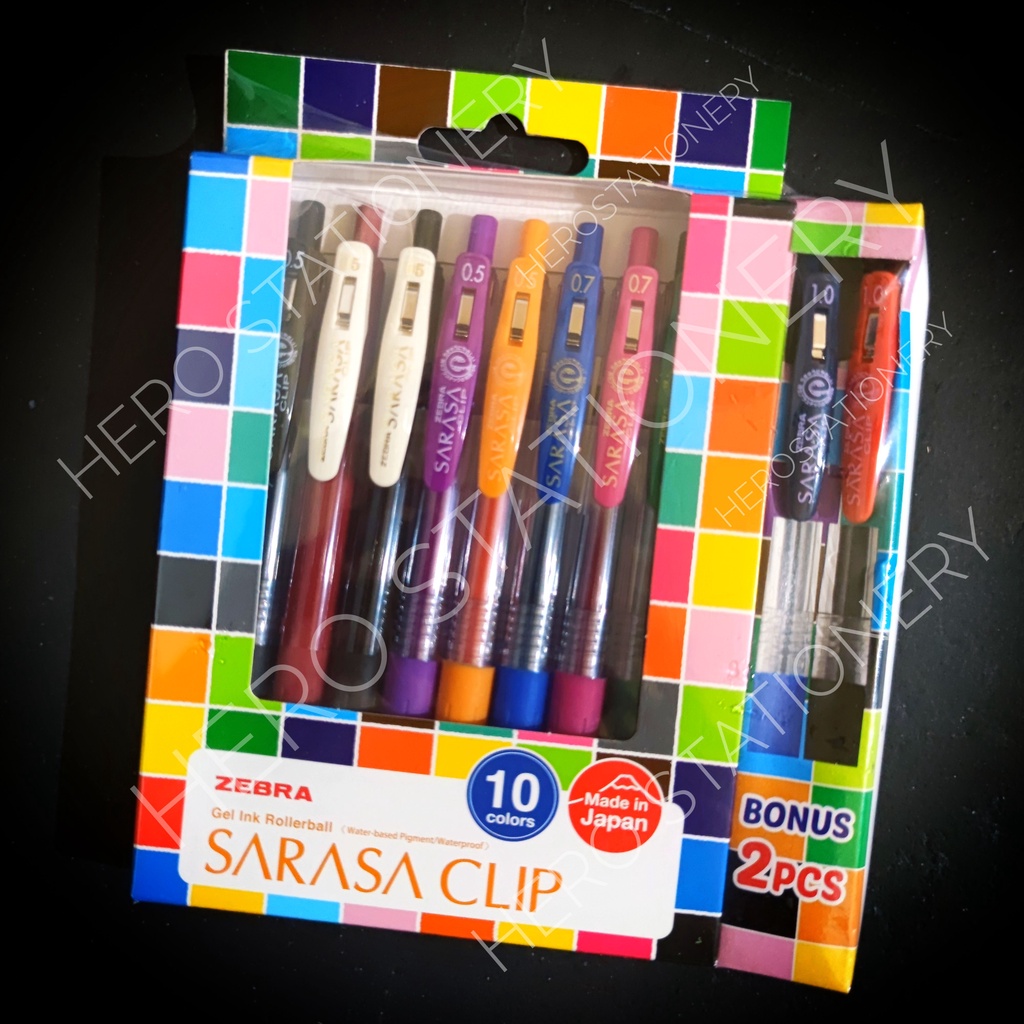 

Pena ballpen ballpoint pen gel zebra sarasa clip warna set isi 12 random