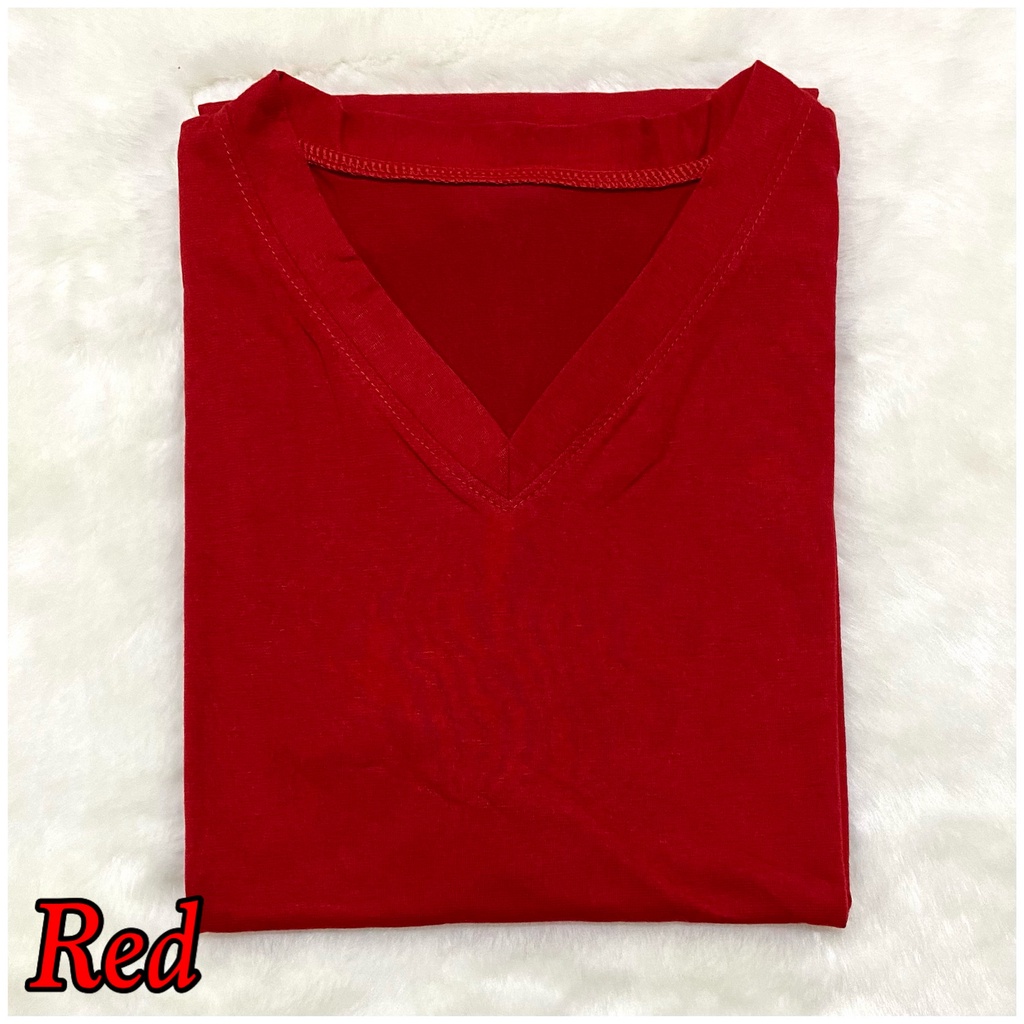 V-NECK JUMBO XXL Panjang / Kaos Polos Basic Vneck Panjang /  t-shirt / Atasan Pakaian Wanita Murah-TPJ XXL- RED
