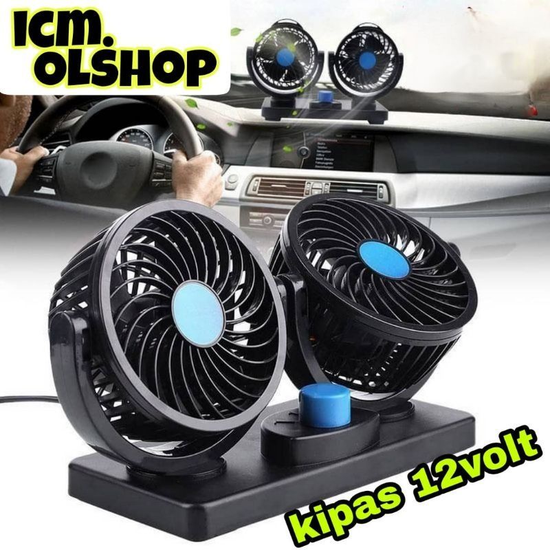 Kipas Angin Mobil 360 Degress Double Headed Fan 12VOLT⭐ ICM ⭐