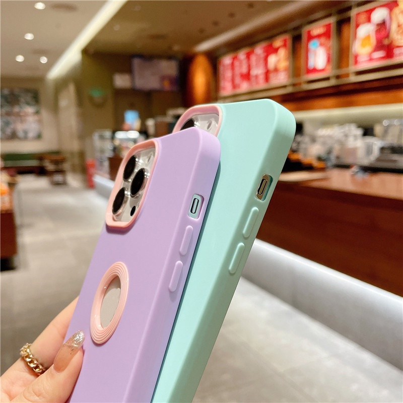 Casing iphone 11 12 13 pro max Xs max XR 7 8 plus Se20 Motif logo Macaron hollow