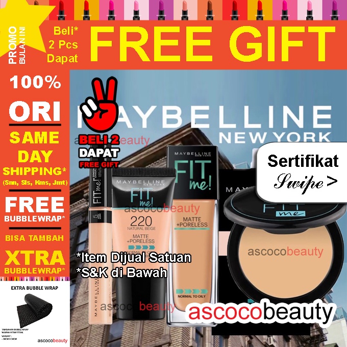 Maybelline FIT ME Matte Poreless | Foundation Liquid TUBE Pump CONCEALER Oil Control Compact Powder Bedak Padat ✰ ascocobeauty ✰