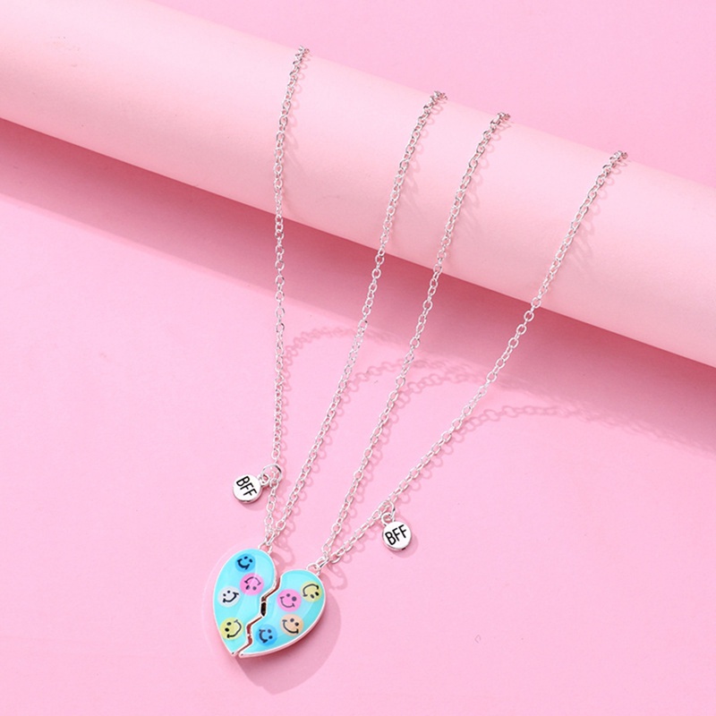 2pcs Kalung Persahabatan Liontin Desain Kombinasi Hati Warna Warni Untuk Wanita