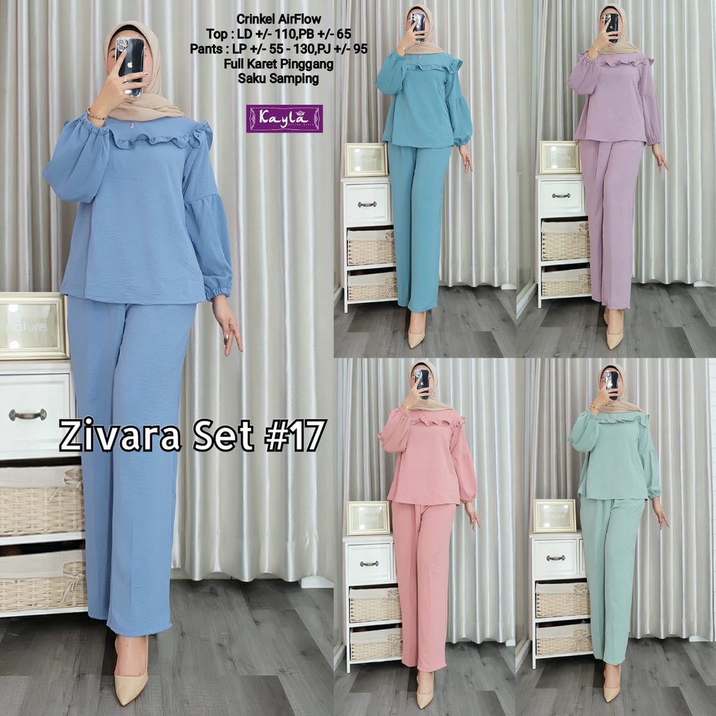 ZIVARA SET #17 BLOUSE CELANA RUFFLE ORI KAYLA