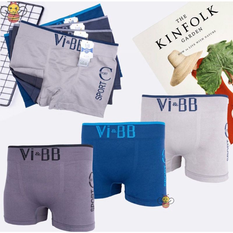 Vi&amp;BB - Celana Boxer Premium Bahan Rajut Cd Pria Import Boxer Polos Cwo VI &amp; BB