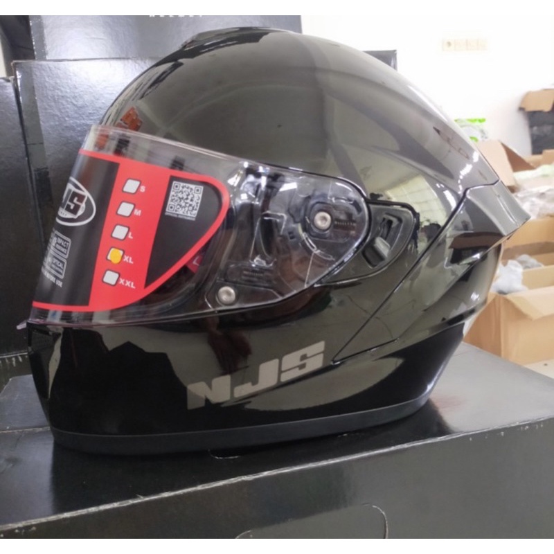 Helm NJS ZX1 Black Glossy Solid Hitam metalik ZX 1