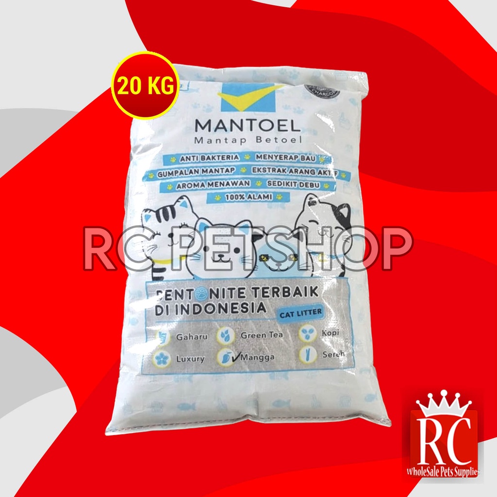 [GOSEND] Pasir Kucing Gumpal Wangi clumping Mantoel 20 Kg Non Top Cub n Kit