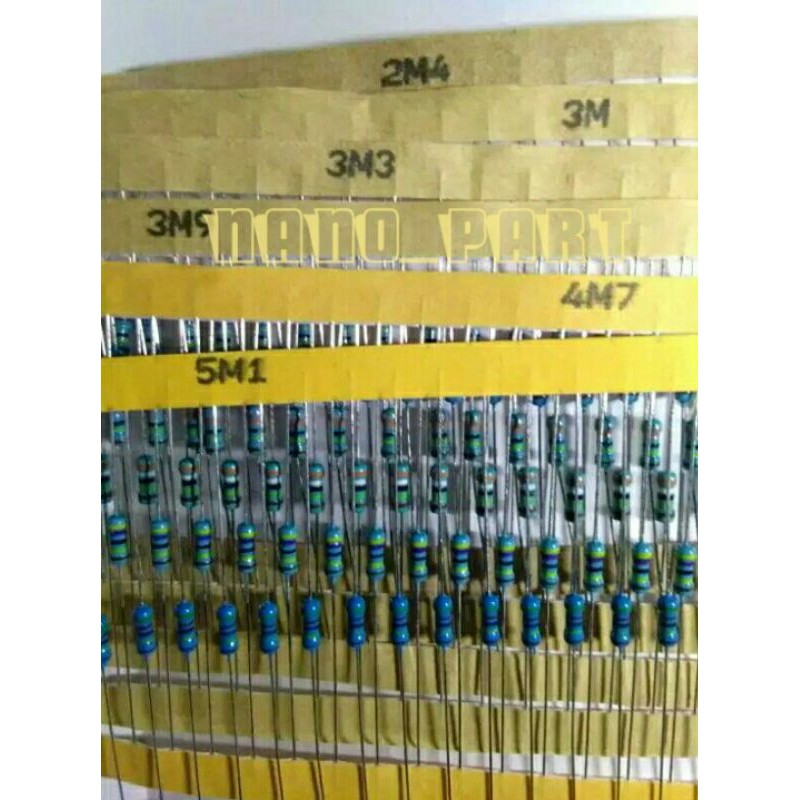 10pcs resistor 1/4 watt 2M4 2M7 3M 3M3 3M9 4M7 5M1 metal film