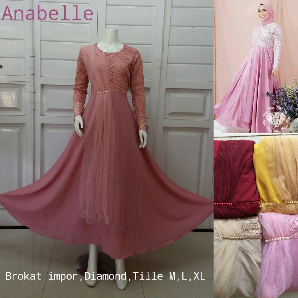 GROSIR GAMIS ANABELLE ORI BROKAT DIAMOND TILLE IMPORT