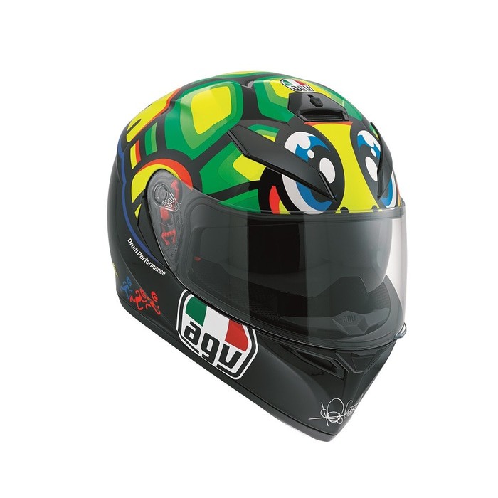 Helm AGV K3 SV Turtle Visor Tartaruga Full Visor Black Green K3SV