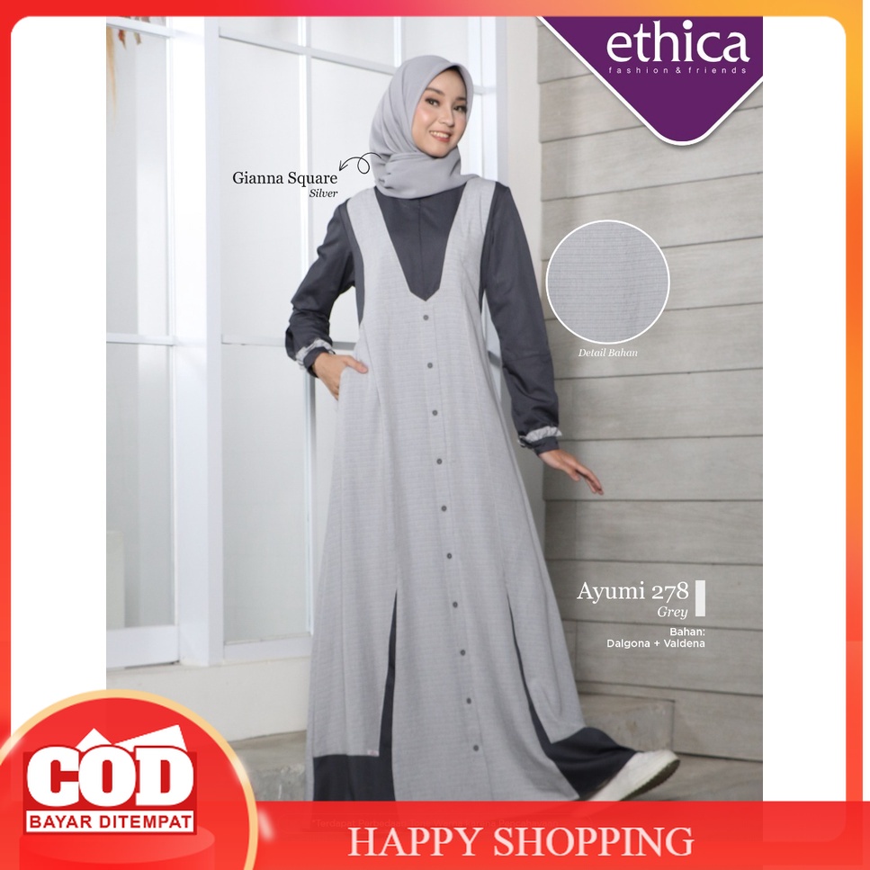 GAMIS ETHICA  AYUMI 278  | DRESS MUSLIM WANITA  DEWASA TERBARU KEKINIAN | GAMIS SIMPLE TERMURAH FASH