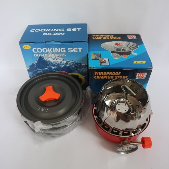 Paket Cooking set DS 200 plus kompor windproof merk kovar original