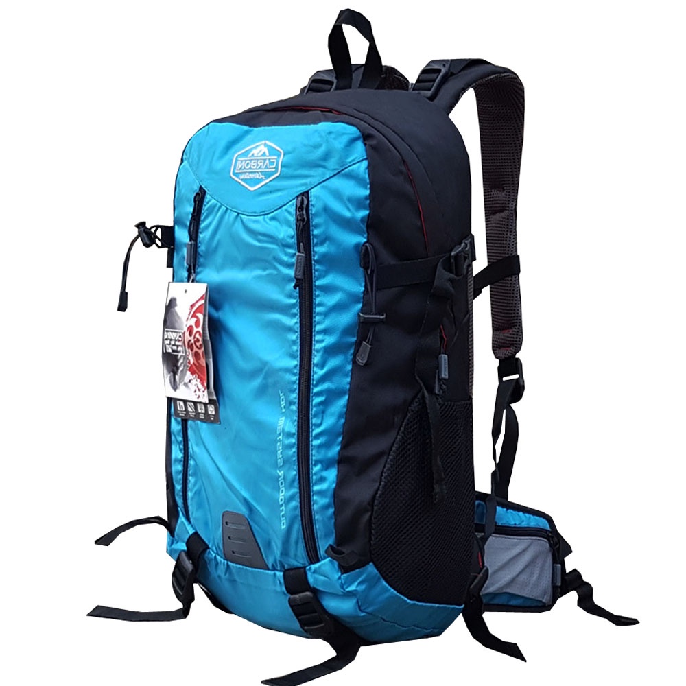 CARBONI TAS GUNUNG Carrier Frame Fiber Plat Allumunium Air Comfort Backing SistemTas AdventureWaterproof  Hiking 40 L  RA00062 - Blue 40L + Raincover Original