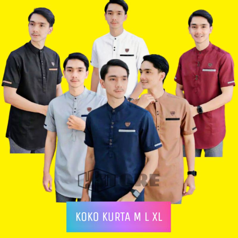 Baju Koko Kurta Dewasa Pria Lengan Pendek Best Seller Material Cotton Adem Serap Keringat ukuran M L XL terlaris Koko muslim / Pakaian Muslim Pria / baju Koko laki laki lengan pendek