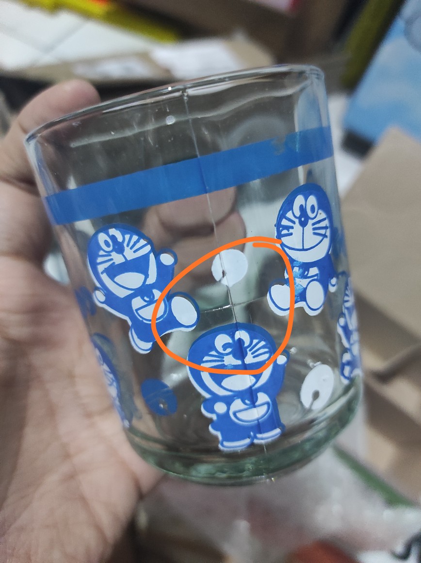 Set 6 Pcs - Cangkir Kaca Doraemon - Mug Set - Elegan Terlaris Termurah - Promo Diskon