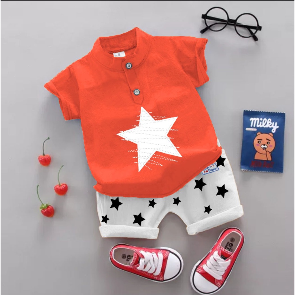 PROMO-SETELAN BAJU ANAK LAKI LAKI PEREMPUAN 1-5 TAHUN SETELAN ANAK LAKI LAKI PEREMPUAN BAJU ANAK LAKI LAKI PEREMPUAN PAKAIAN ANAK LAKI LAKI PEREMPUAN SETELAN KAOS CELANA PENDEK ANAK TERBARU SETELAN BINTANG KIDS BAJU ANAK KEKINIAN BAJU ANAK VIRAL