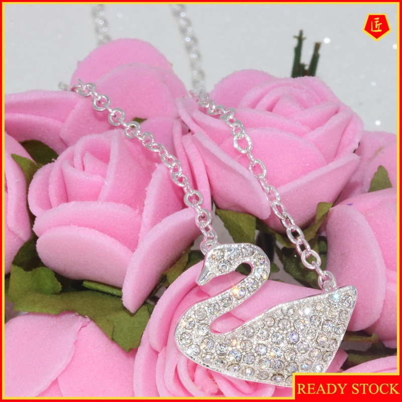 [Ready Stock]Fashion Crystal Micro-Inlaid Full Diamond Clavicle Chain Swan Pendant