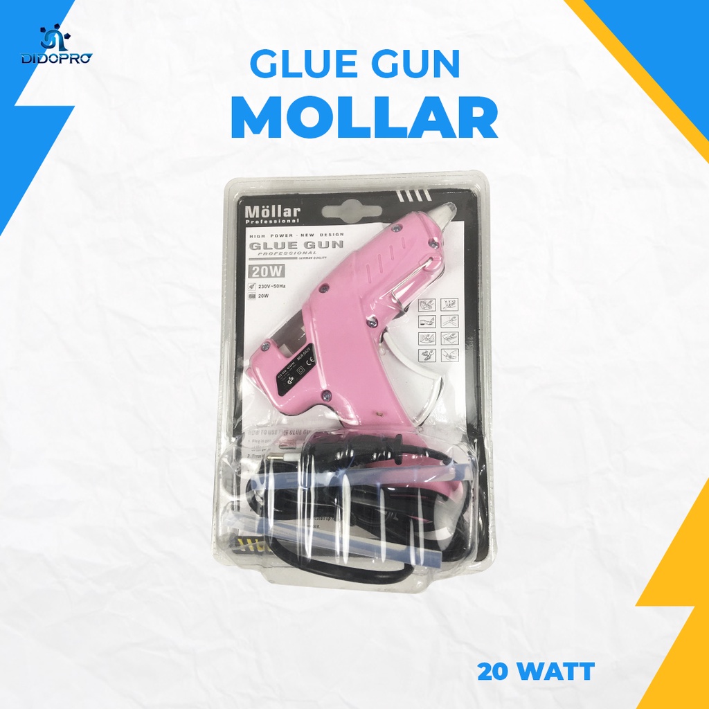 GLUE GUN 20 WATT MOLLAR BONUS REFILL ISI ULANG LEM TEMBAK