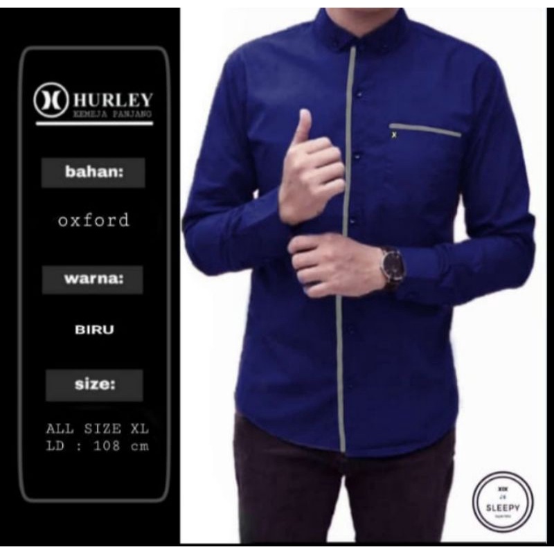 kemeja polos hurley,original
