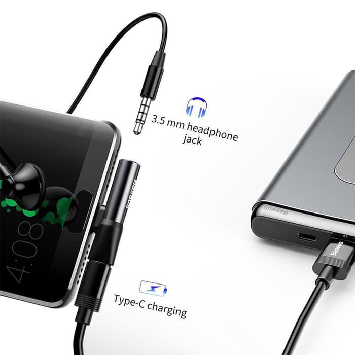 Baseus L41 Audio Converter Handsfree Type C to Jack 3.5mm + Charging