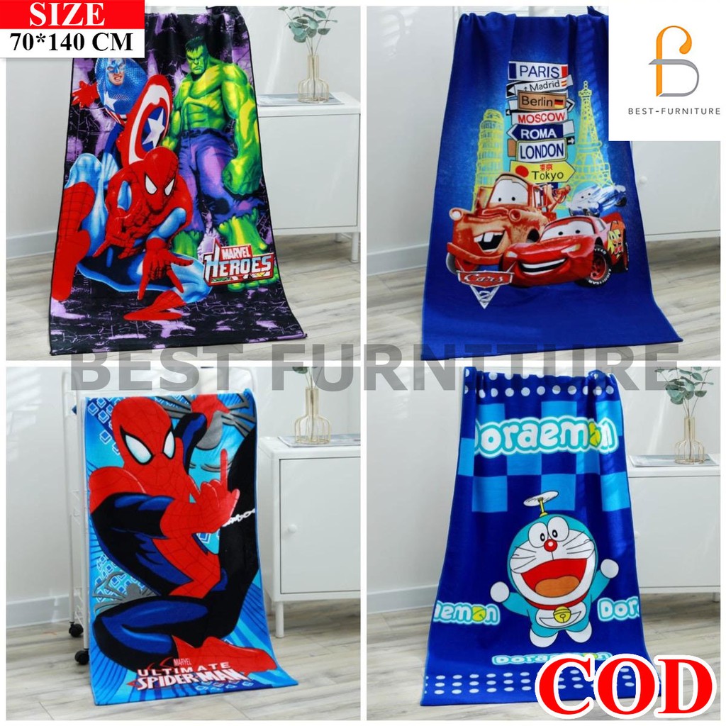 Best Handuk Mandi Anak Karakter Tebal dan Serap Air uk 70 x 140cm