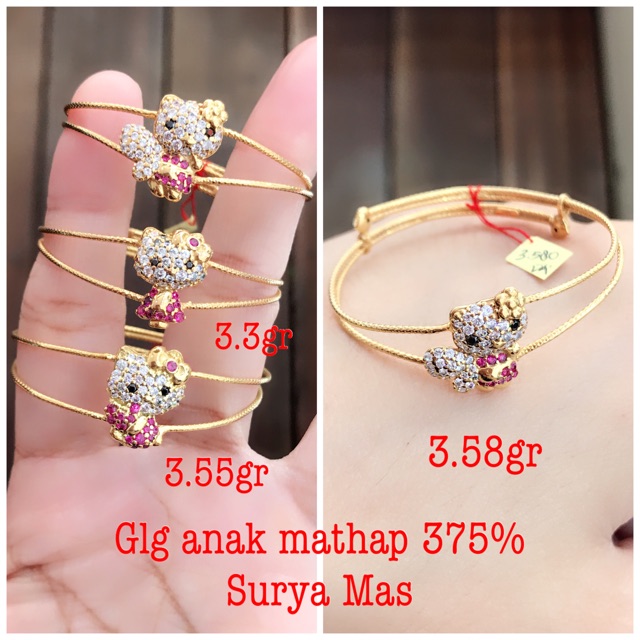 Gelang bulat anak emas 375%