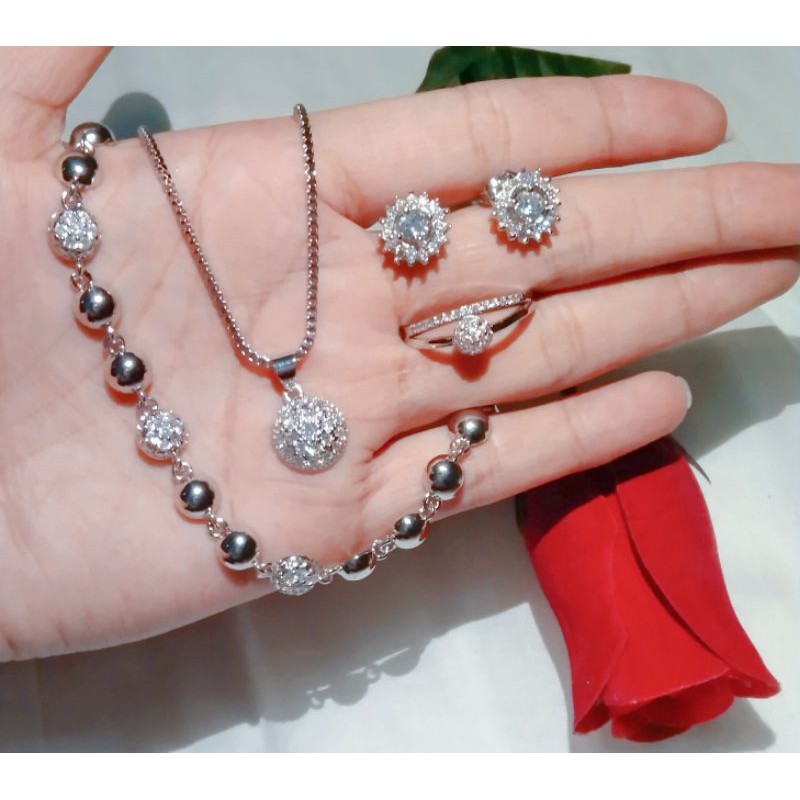set kalung bola silver xuping anti luntur lapis emas putih