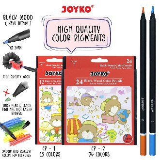 

Pensil Warna Joyko CP-1 dan CP-2 Kayu Hitam Hexagonal Grip Color Pencils Black Wood Hight Quality