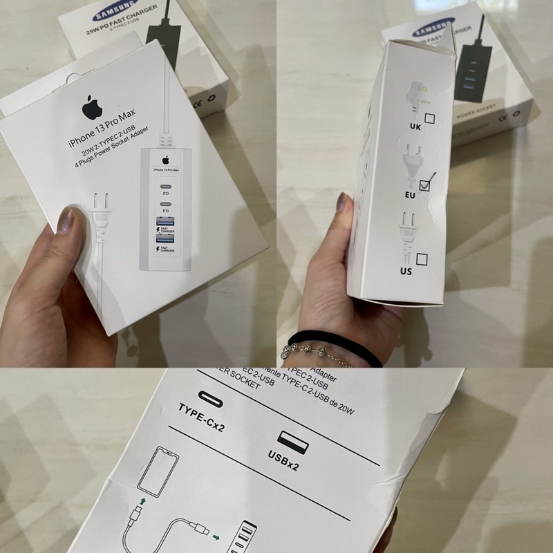 Power Socket Charger Adapter Type C USB Fast Charging