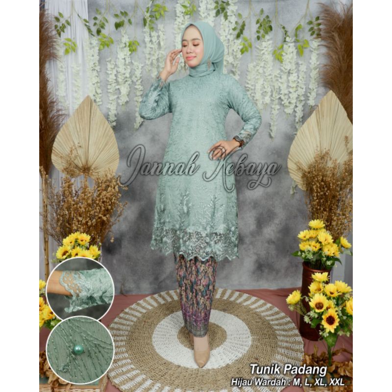 ( REALPICT ) Kebaya Tunik Tulle Bordir - Kebaya Novie Kebaya - Kebaya Modren - Set Kebaya Brukat-Wardah