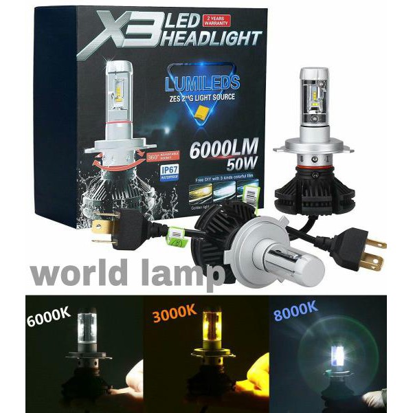 TOP LED X3 PHILIPS LAMPU LED HEADLAMP MOBIL H4 PHILIPS X3 BEST QUALITY , Q1 ....