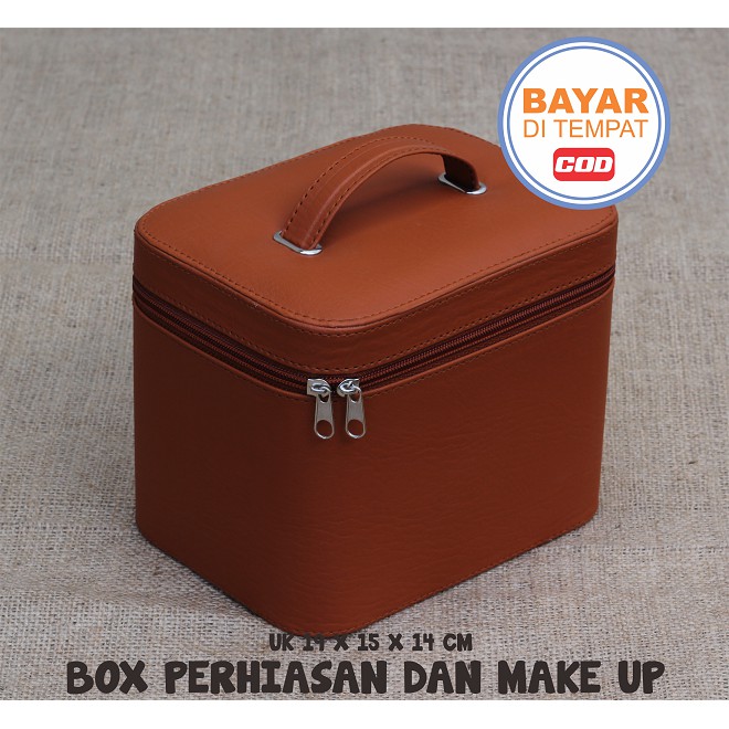 BEAUTY CASE MIX JEWELRY / TAS TEMPAT MAKE UP KOTAK KOSMETIK STORAGE BOX ORGANIZER BAG MOCCA