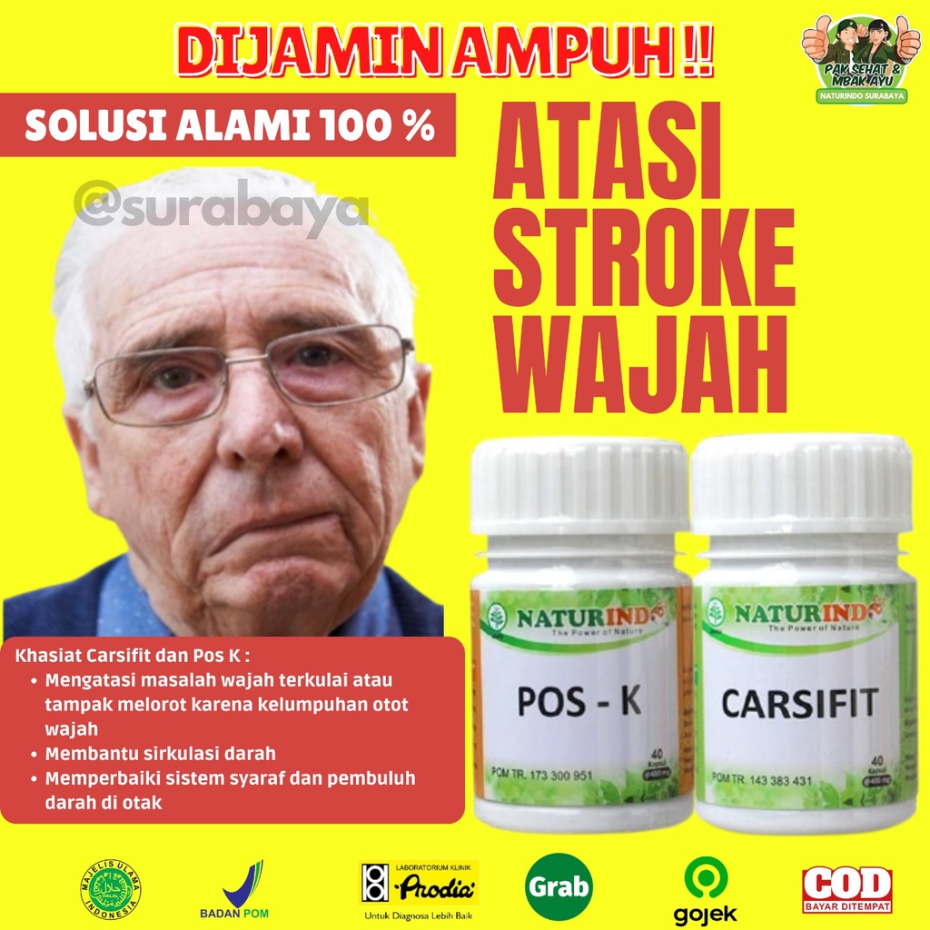 Obat Stroke Ampuh Obat Struk Stroke Ringan Strok Menahun Lumpuh Separo Sebelah obat herbal Paska stroke gejala sulit bicara kaku tangan kaki serta saraf otak Herbal Sambiloto Ampuh Jamu Herbal Strok Lumpuh Tradisional Carsifit Naturindo Surabaya 40 Kapsul-ATASI STROKE WAJAH