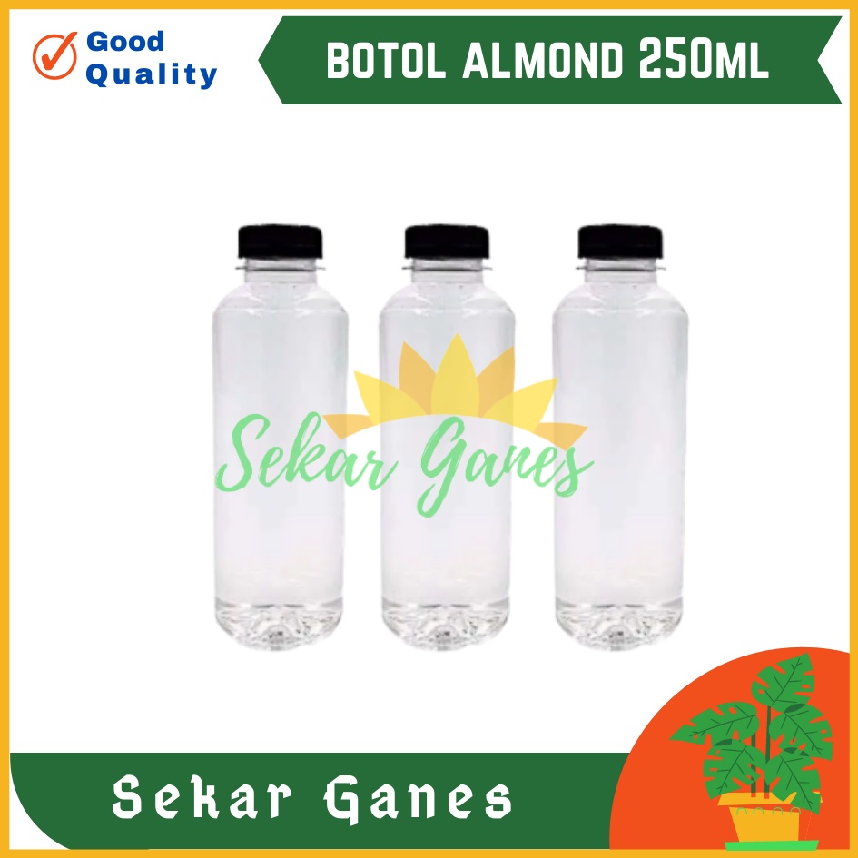BOTOL PLASTIK ALMOND 250ml BOTOL MINUM TUTUP SHORTNECK botol minuman dan botol Jus MURAH