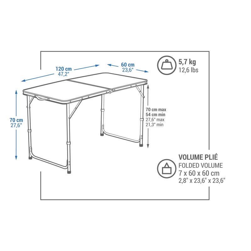 QUECHUA Meja Lipat Camping Hiking Untuk 4-6 Orang