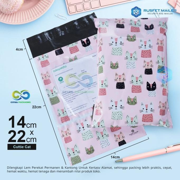 

AMPLOP PLASTIK POLYMAILER MOTIF KUCING CAT PINK u PENGIRIMAN PACKING - PINKY CAT, 14 X 22 bisa cod