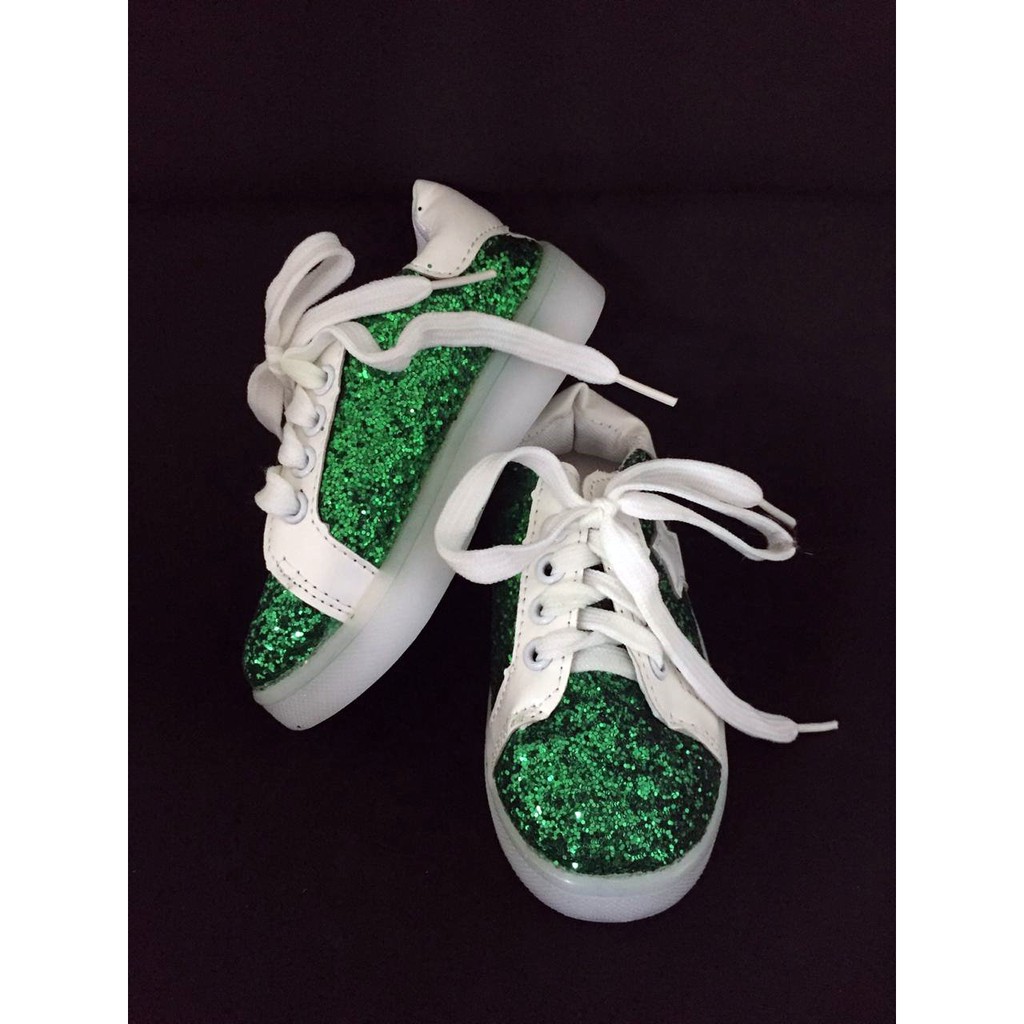 sepatu anak glitter star shoes glitter green untuk fashion anak perempuan
