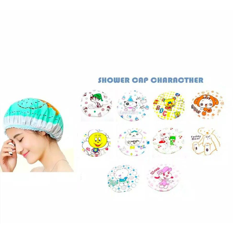 Vinztstore - Shower Cap Karakter / Topi Mandi / Topi Keramas / Pelindung Rambut