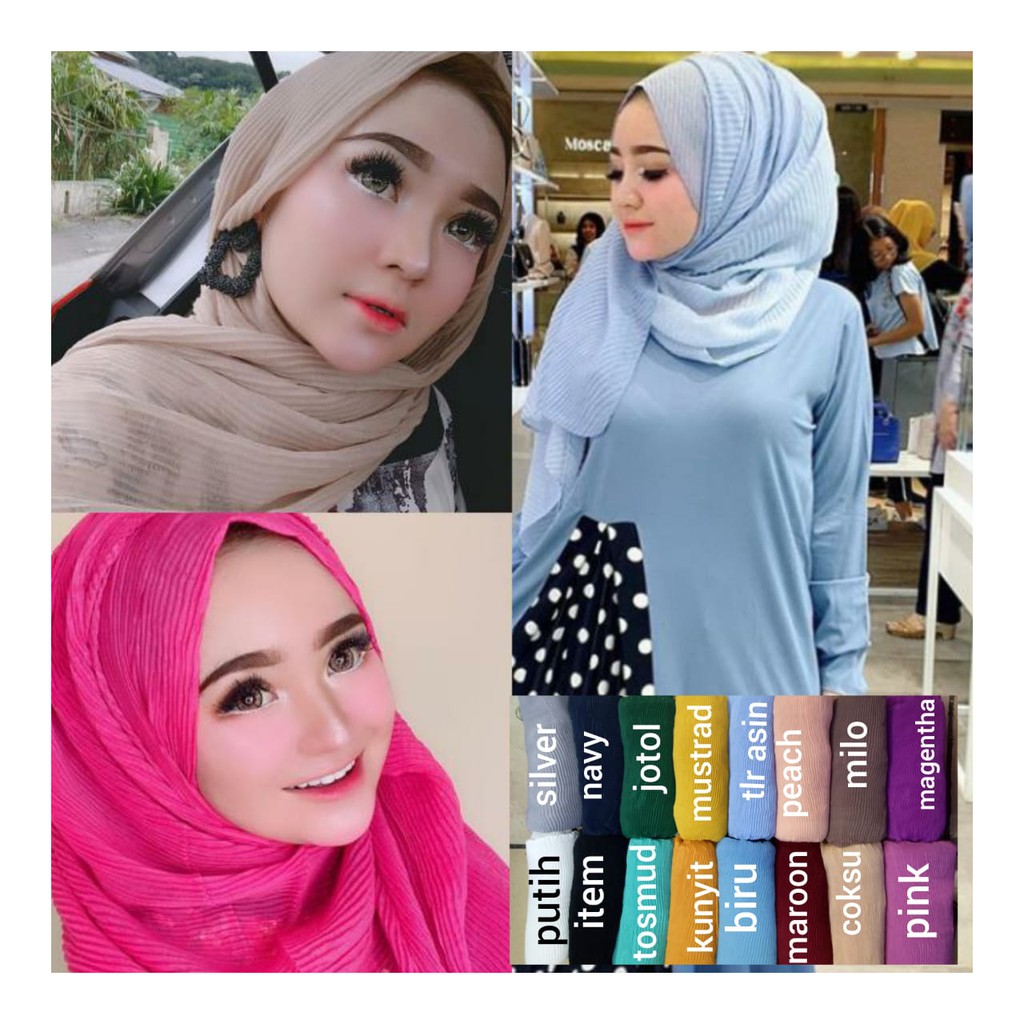 [FREE JEPIT KOREA] pashmina plisket/ pleated shawl waffle/ pashmina crincle turki