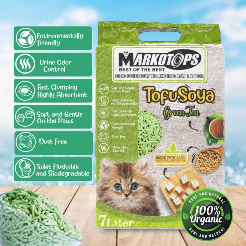 pasir tofu markotop / markotops soya clump kucing 7L 7 Litter. pasir kucing gumpal tofu