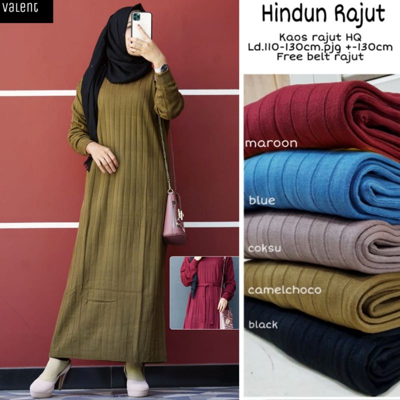 Elmecca Midi Dress Kaos Polos Jumbo Ld 130 Fit XXXL Bahan Rajut Melar Adem No Busui Free Ikat Pingga