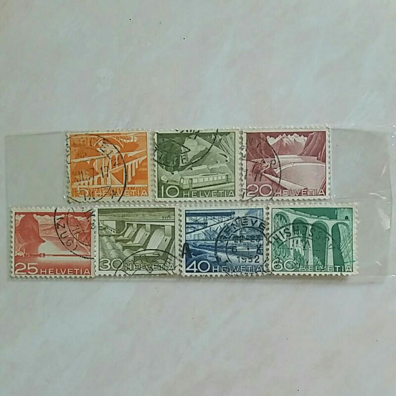 

(AB) Perangko Swiss 1949 Landscapes and technics Set 7pcs Used