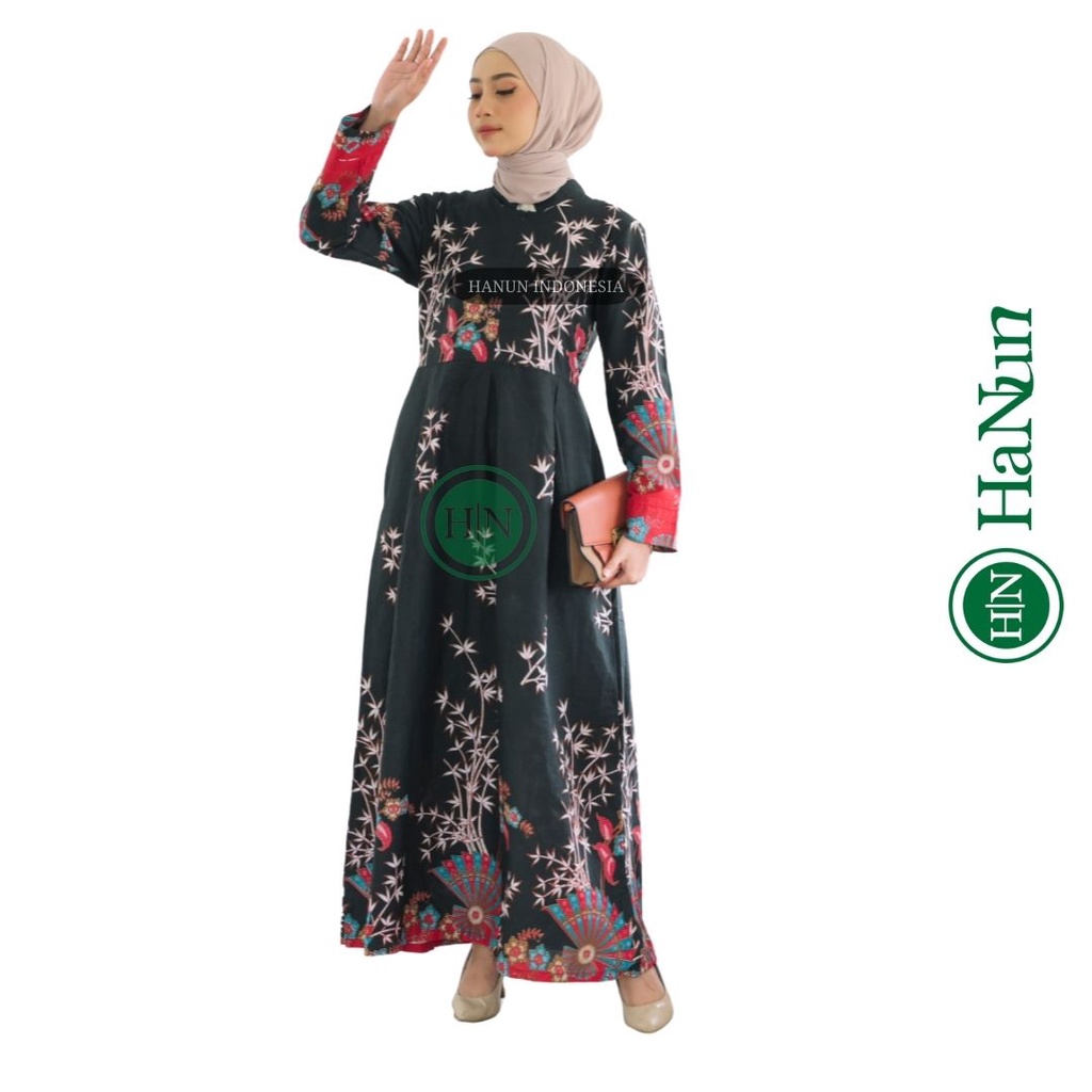 HANUN.ID Gamis batik modern - batik gamis model terbaru - gamis batik halus dan adem - batik pekalon